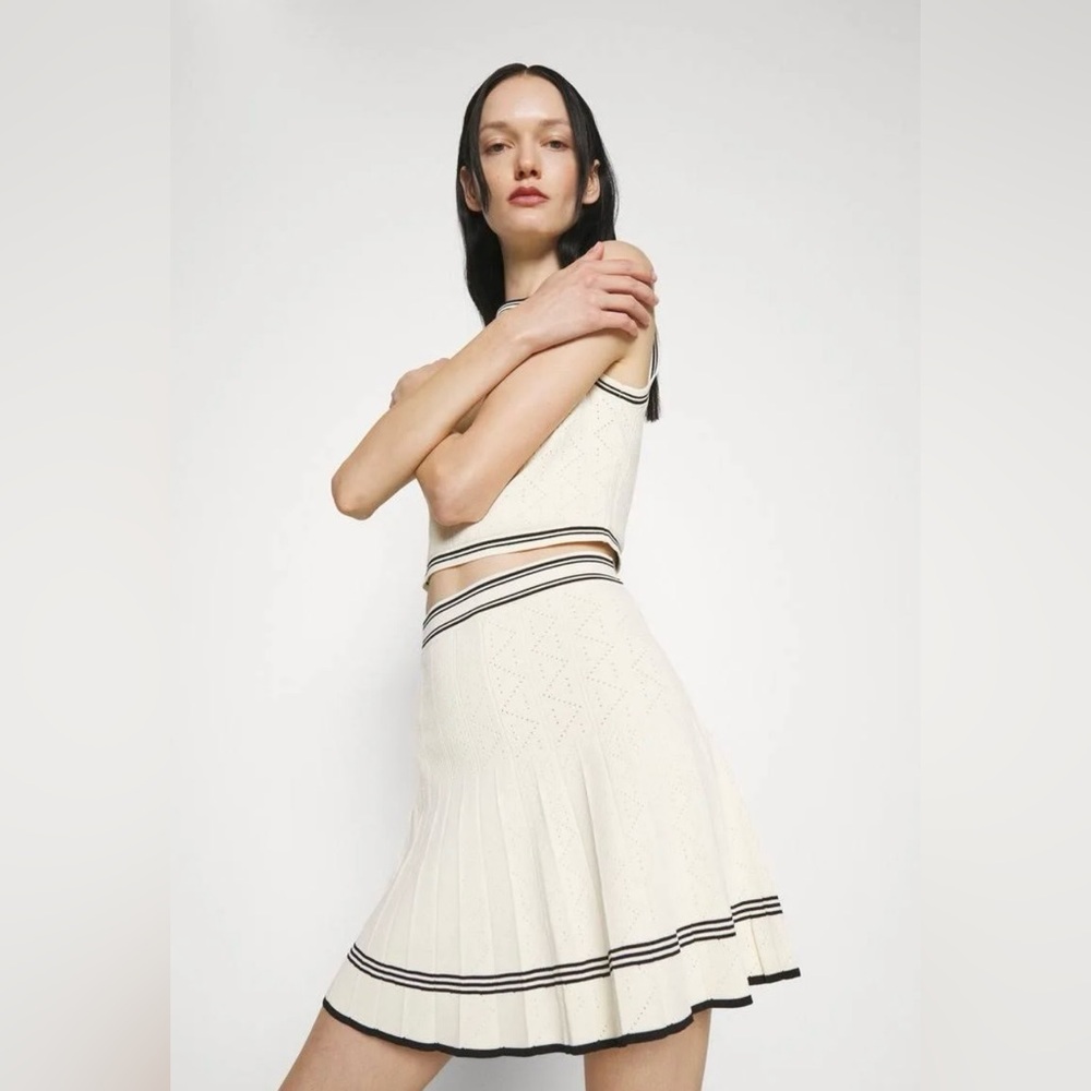 NWT House of Harlow Pleated Flared Preppy Tennis Skirt Set - Picture 2 of 9